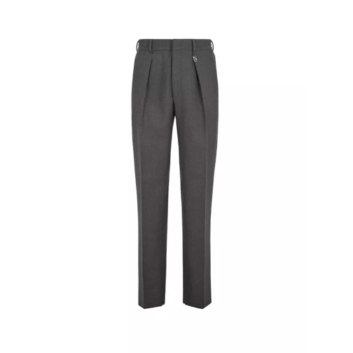 Fendi Ff Metal Detail Wool Trouser Grey Pantaloni della tuta