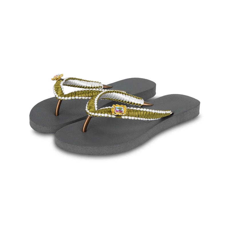 UZURII Flip Flops flip flop Green Macrame Switch silber(Image 14)