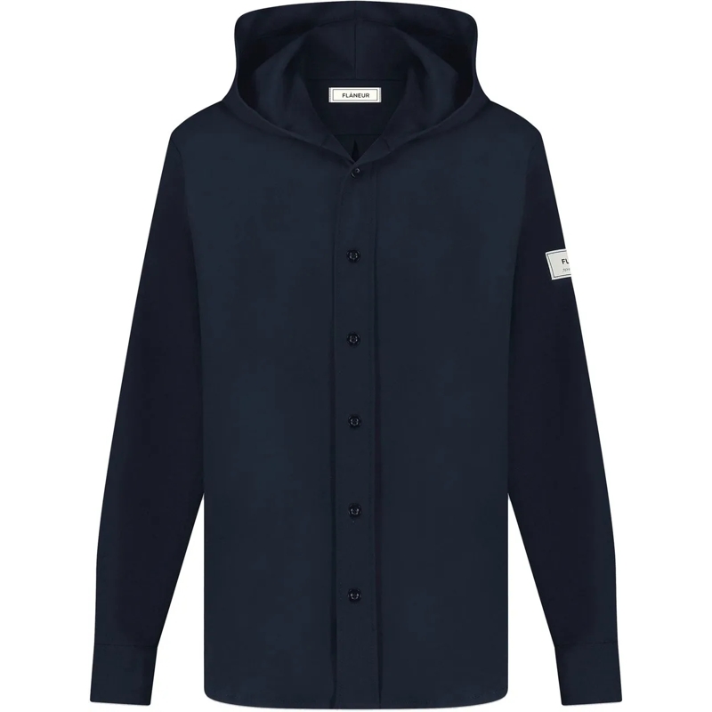 Flâneur Legeres Oberteil Atelier Hooded Shirt | Navy blau