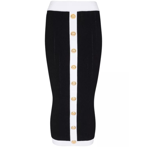 Balmain Knit Midi Skirt Black/White Black 