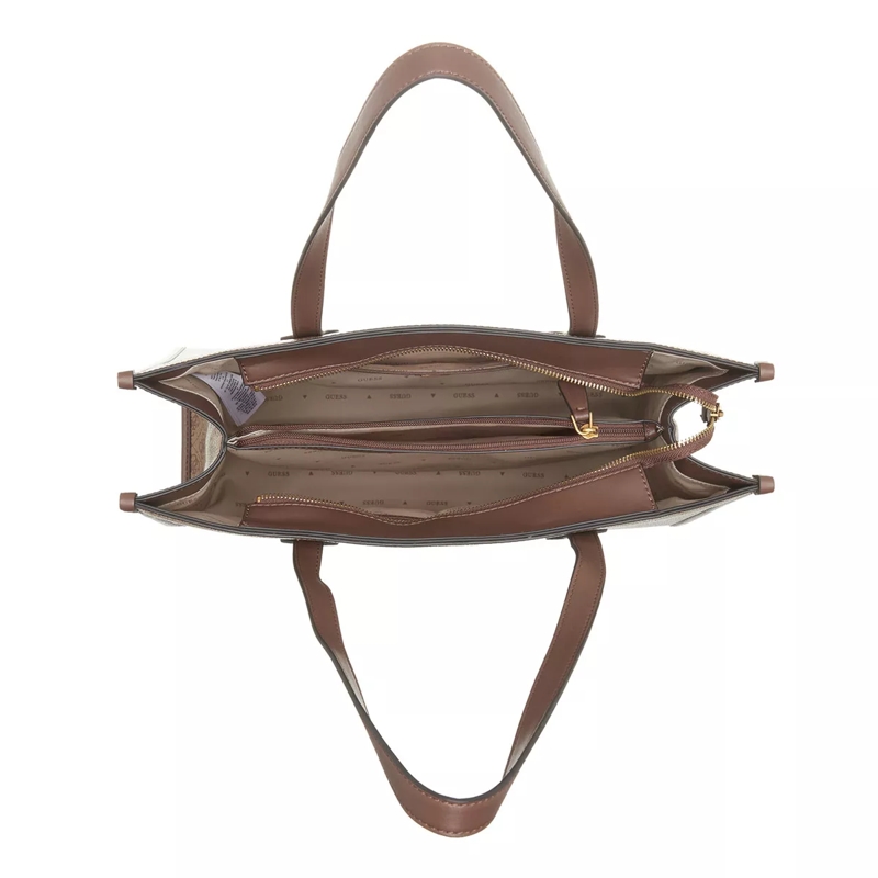 Guess Shopper Silvana Girlfriend Tote Latte Logo/Brown(Image 5)