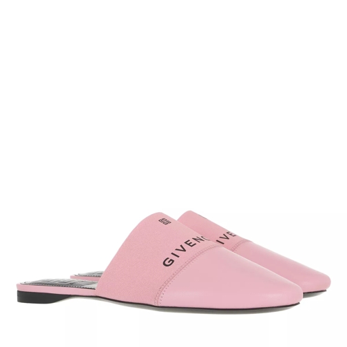 Givenchy Signature Logo Flat Mules Leather Baby Pink Mule