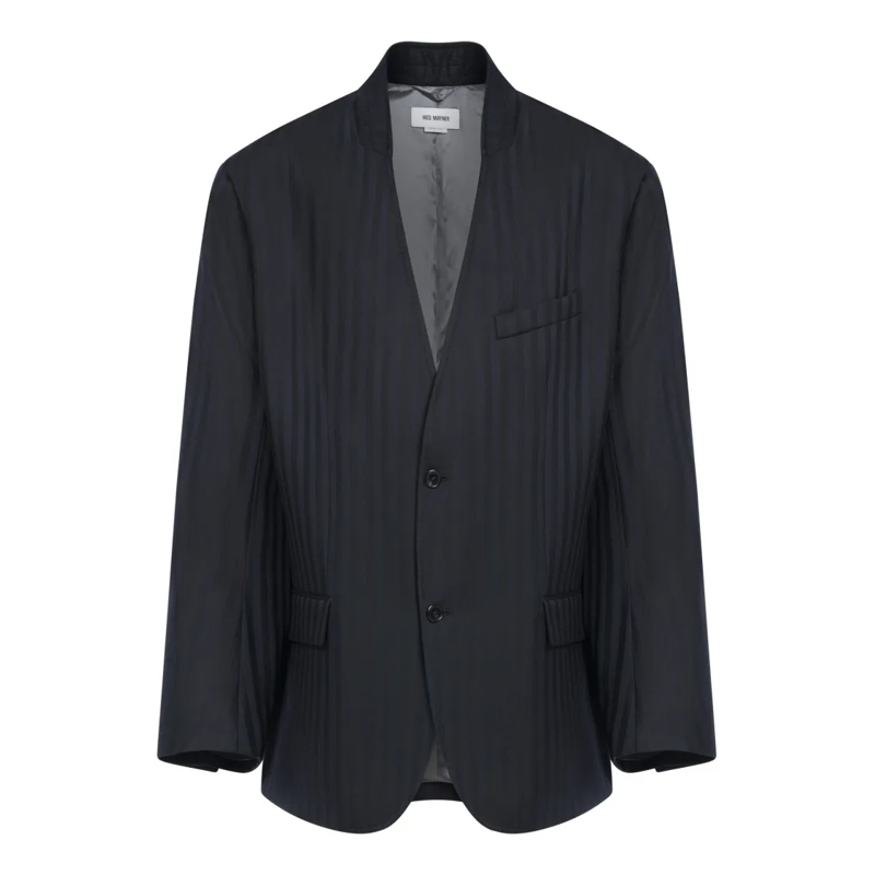 Hed Mayner Blazer Single-Breasted Virgin Wool Blazer With Stripes Black