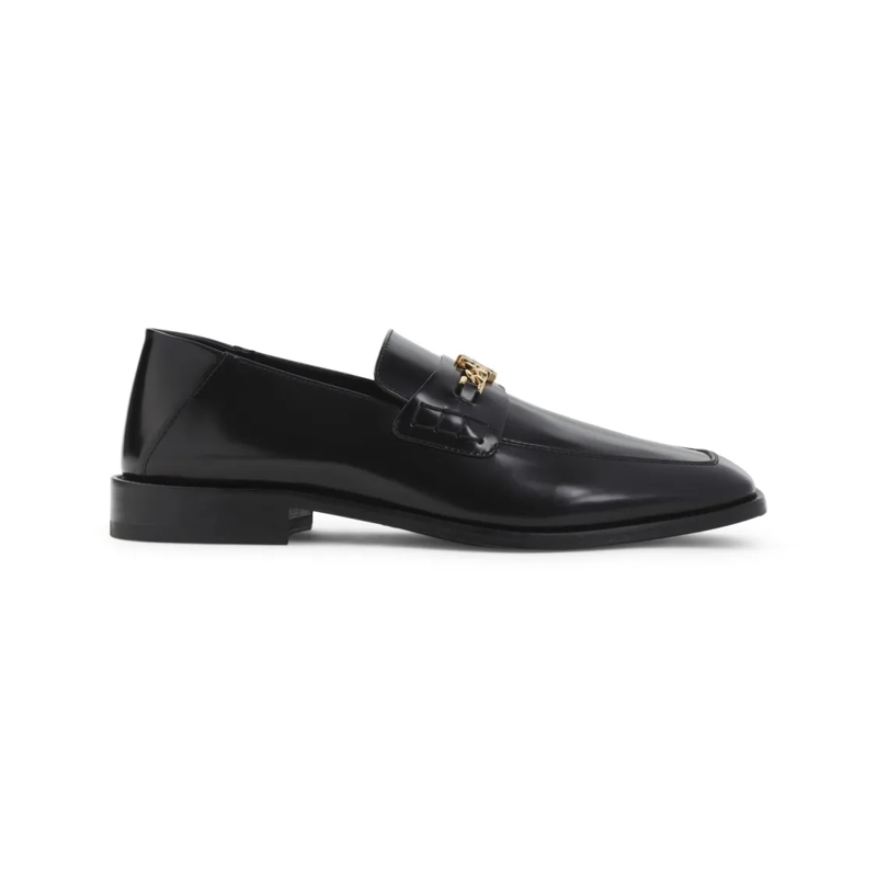 Amiri Loafer Polished Black Leather Loafers With Gold Chain Emb Black