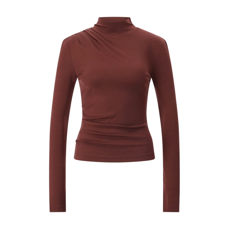 Max Mara Pullover Langarmshirt Orme mit Stehkragen Braun