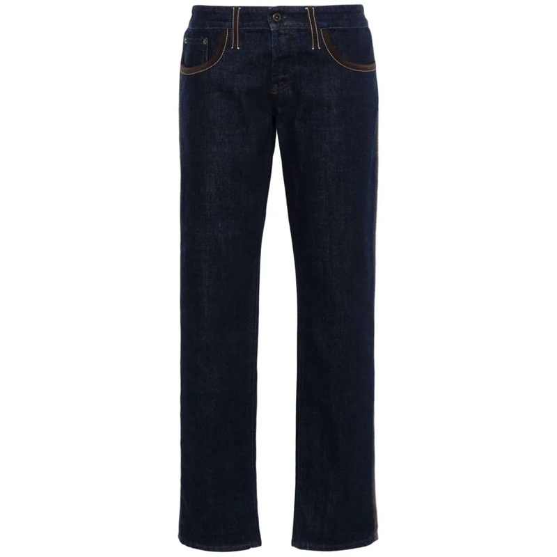 Miu Miu  Miu Miu Piped-Trim Denim Jeans blau