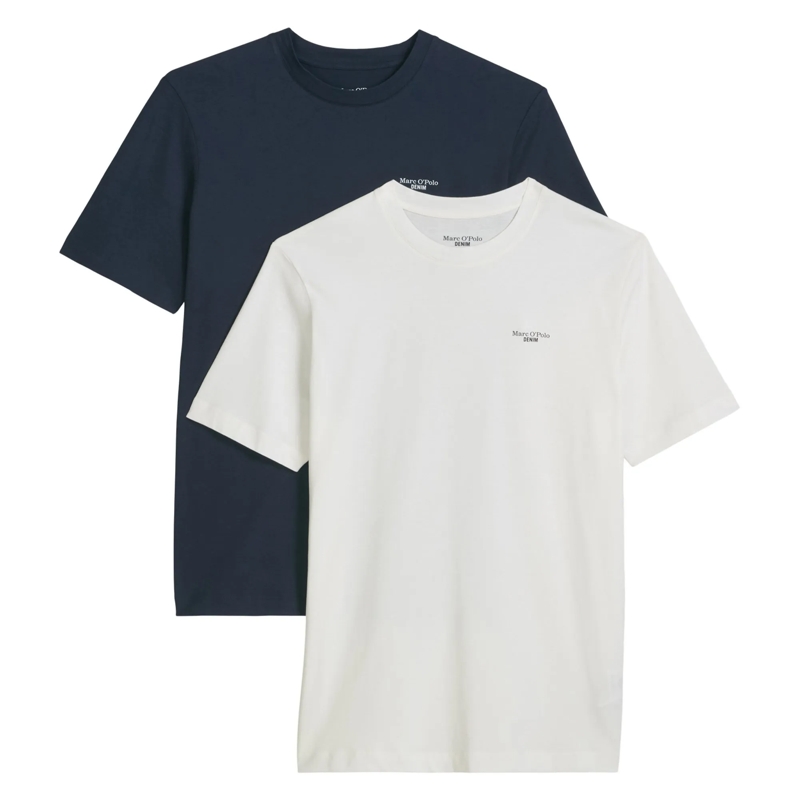 Marc O´Polo Hemd T-Shirt, SSL, Logo Print, Doubl 2er Pack blau