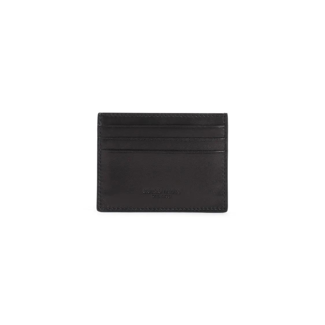 Giorgio Armani Portemonnaies - Black Lamb Leather Credit Card Holder - Gr. unisize - in Schwarz - für Damen