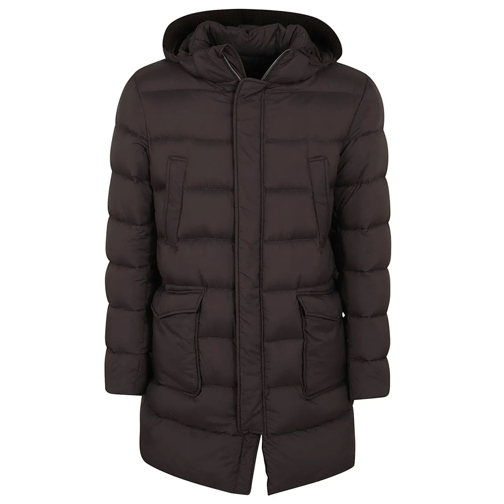 Herno Bomberjacken Versatile Down Jacket With Hood And Press Stud Clo Brown