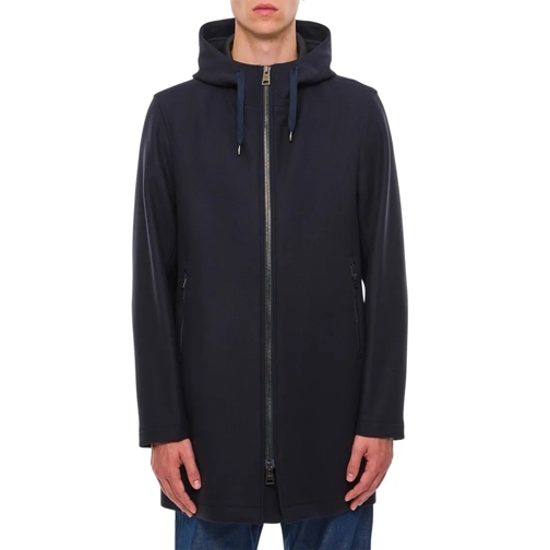 Herno Manteaux Parka Black Hooded Parka Blue