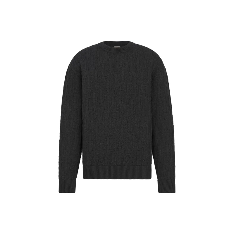 Christian Dior Pullover Jacquard Sweater With Dior Oblique Pattern Black