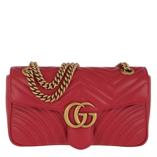 Gucci GG Marmont Matelassé Shoulder Bag Hibiscus Red Crossbody Bag