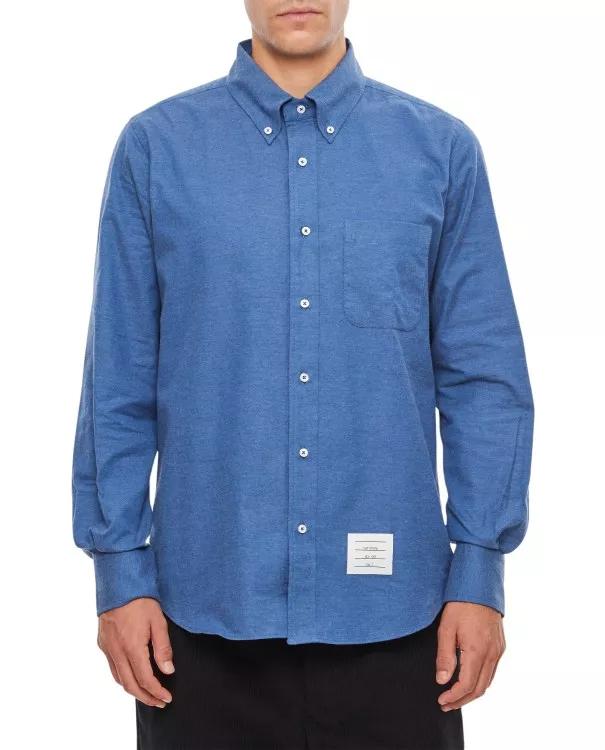 Thom Browne - Straight Fit Shirt Center Back In Engineered Strip - Größe 3 - blue