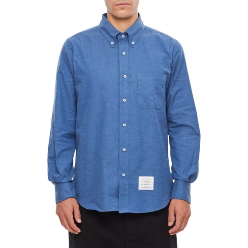 Thom Browne Straight Fit Shirt Center Back In Engineered Strip Blue 