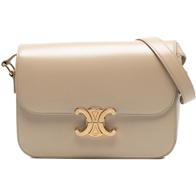 Celine Schultertasche Classique Shiny Calfskin Triomphe Crossbody braun