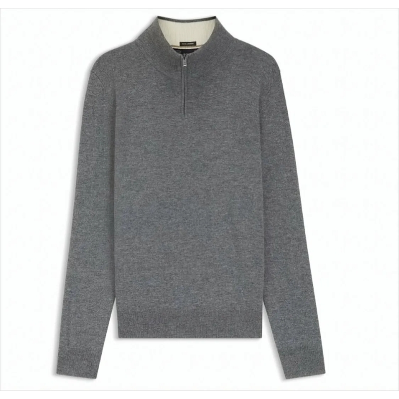 Boss Trui Half-Zip Gray Sweater With Tailored Fit Grey