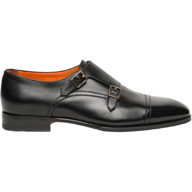 Santoni Loafer Heren Double Buckle Loafer schwarz