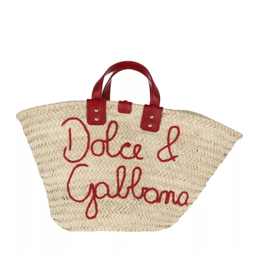 Dolce&Gabbana Raffia Kendra Bucket Bag Rosso Korbtasche