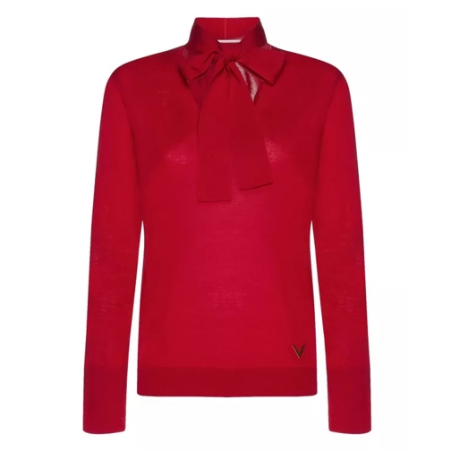Valentino Wool And Silk Pullover Red Top a maniche lunghe