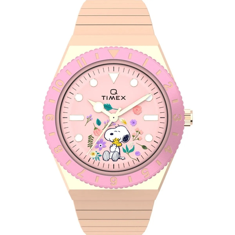 Timex Quarzuhr Quarz-Analoguhr Q Timex X Peanuts - In Bloom rosa
