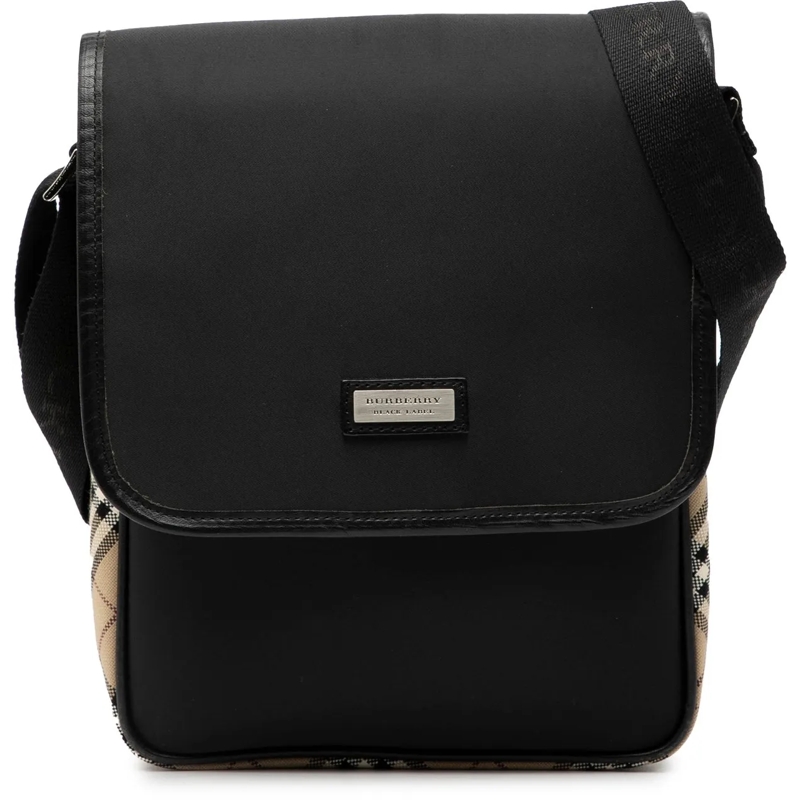 Burberry Schultertasche Nova Check Trimmed Nylon Flap Crossbody schwarz