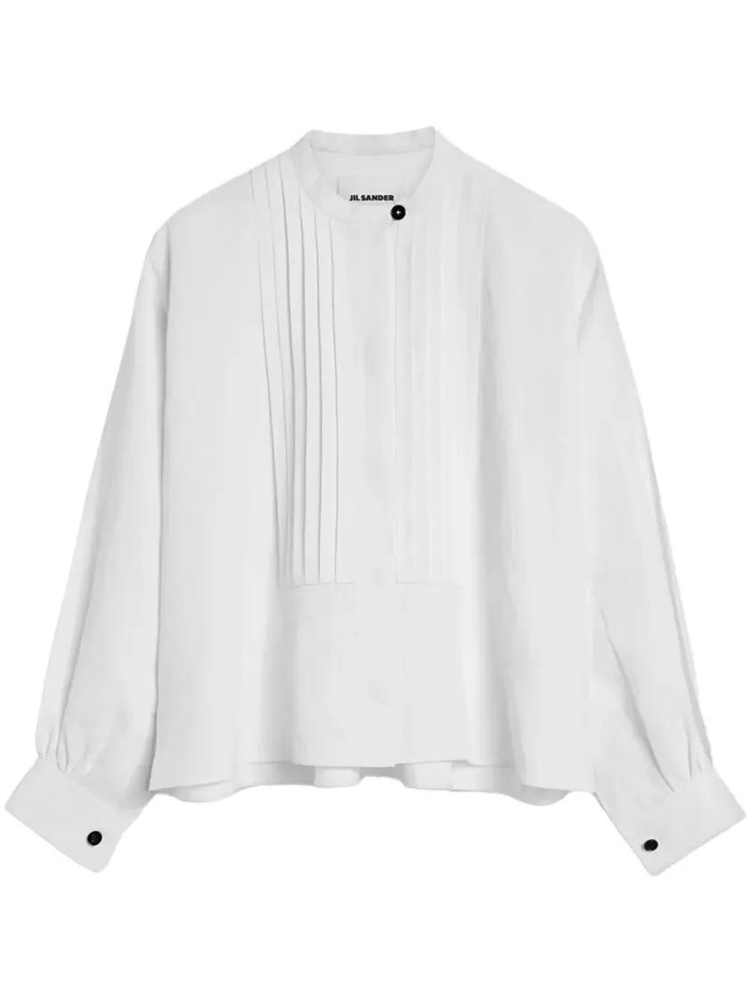 Thumbnail - Jil Sander - Relaxed-Fit Linen Top With High Neckline - Größe 38 - weiß