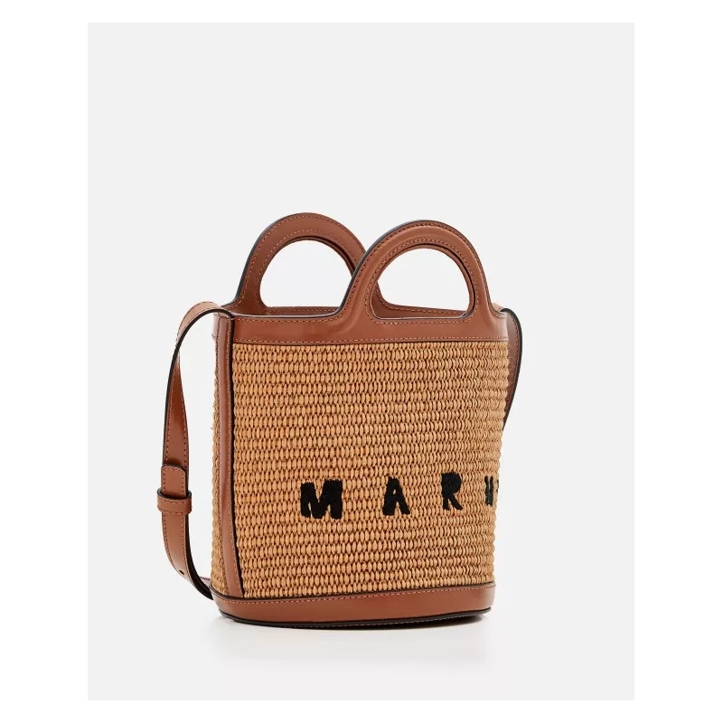 Marni Bucket Bag Brown Cotton Blend And Leather Handbag Brown(Image 5)