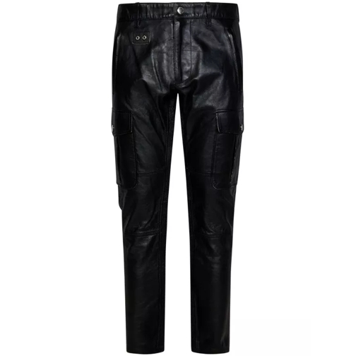 Dsquared2 Slim-Fit Black Calf Leather Cargo Pants Black Pantalon cargo