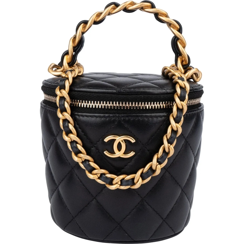 Chanel Schultertasche Chanel Quilted Lambskin Mini Vanity Crossbody Bag schwarz