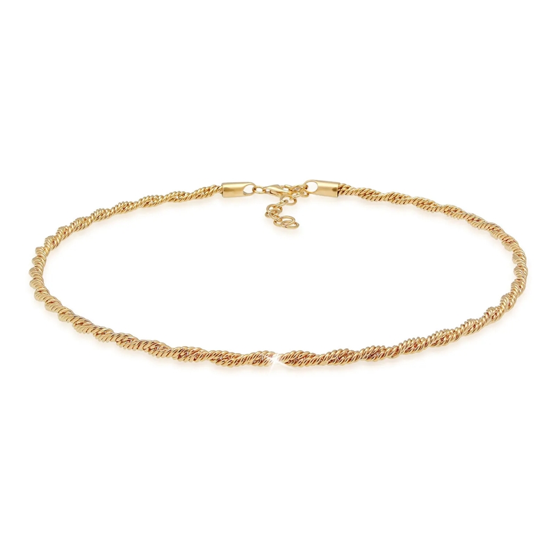 Elli Mittellange Halskette Halskette Choker Gedreht Kordel Twist 925 Silber v gold