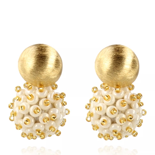 LOTT.gioielli Earring Globe Small Double Stones Pearl and Gold Örhänge