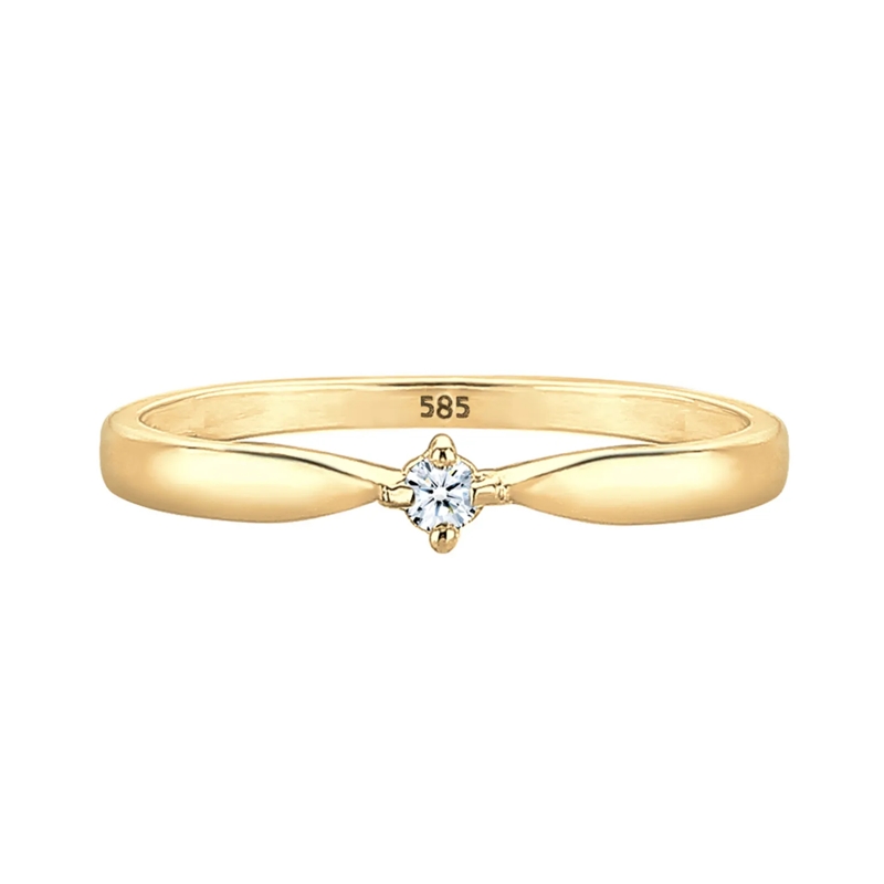 Elli Diamantring Ring Verlobung Welle Diamant (0.03 ct.) 585 Gelbgo gold(Image 2)