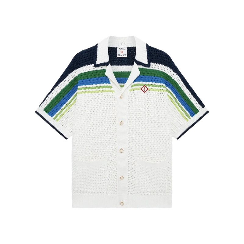 Casablanca Hemd Streifen kurzarm Knit Shirt white white