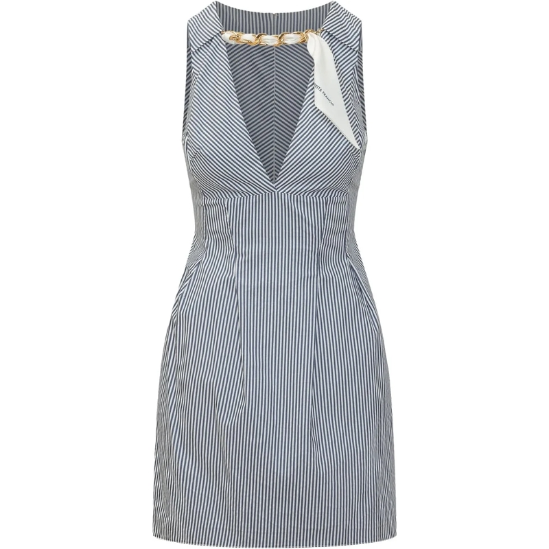 Elisabetta Franchi Minikleid Abito Mini a Righe con Catena Decorativa mehrfarbig