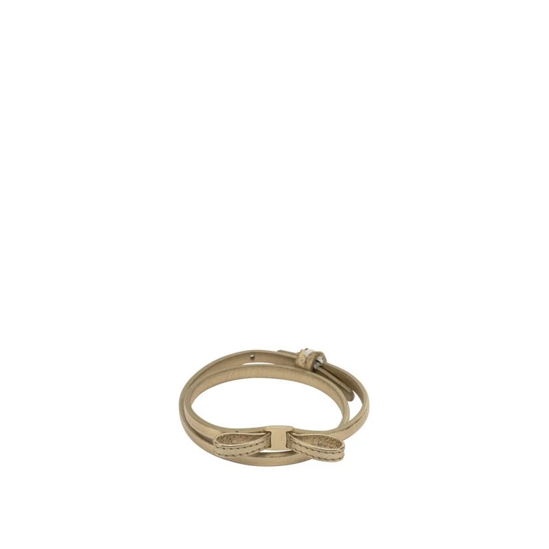 Salvatore Ferragamo Bracelet Double-Wrap Leather Bracelet With Bow Detail Not Applicable