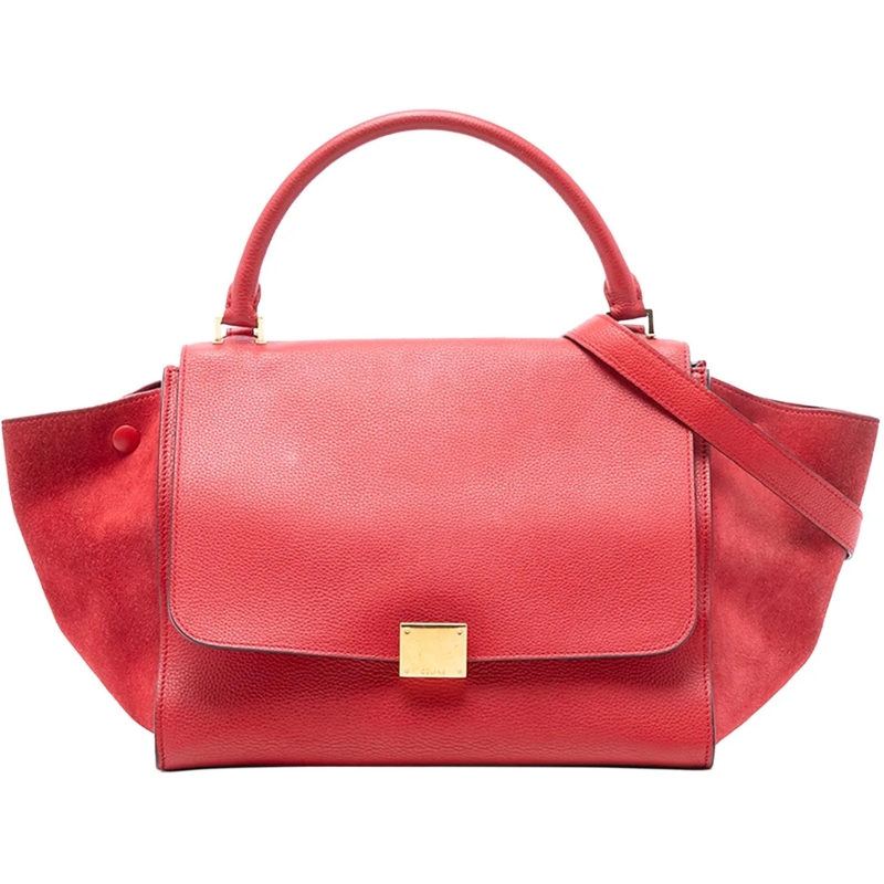 Celine Schultertasche Medium Leather Trapeze Satchel rot