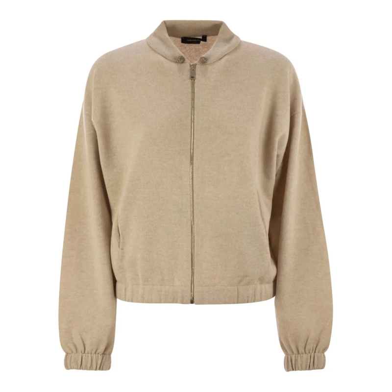 Fabiana Filippi Bomberjacke Bomber Jacket In With Ball Pins Neutrals