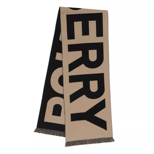 Burberry Logo Jacquard Scarf Beige Wollen Sjaal
