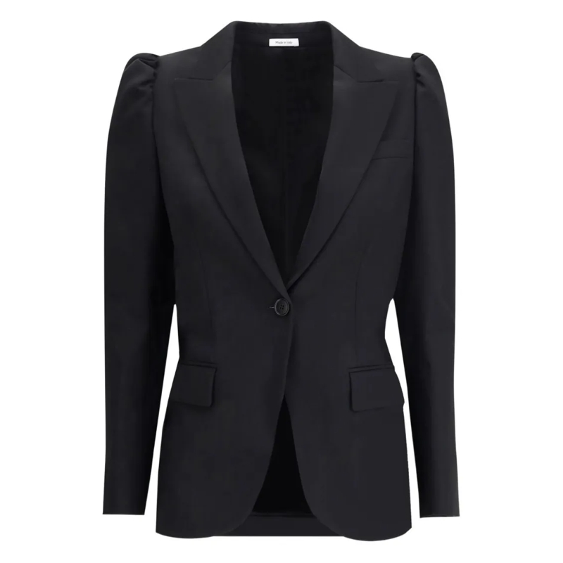 Alexander McQueen Blazer Tailored Black Single-Breasted Jacket With Notched Black