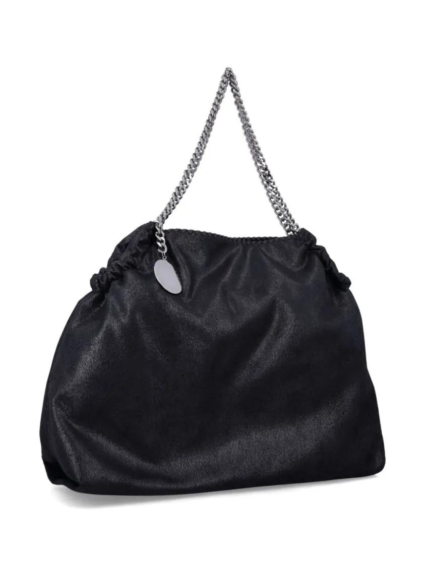 Stella Mccartney Crossbody bags Soft Textured Black Bag With Chain-Link Handles in zwart