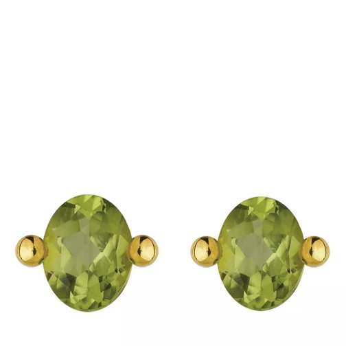 Indygo Corfou Earrings Green Peridot Yellow Gold Ohrstecker