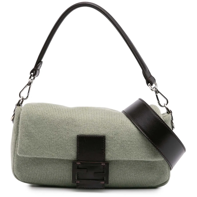 Fendi Schultertasche Cashmere Baguette Satchel grün
