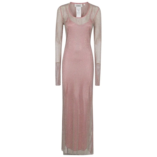 Max Mara  Technical Mesh Dress With All-Over Rhinestones Pink