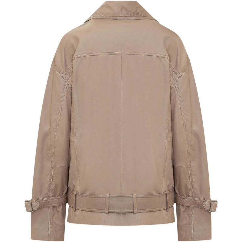 Pinko Veste en cuir Giacca Biker Candy con Cintura e Zip beige(Image 2)