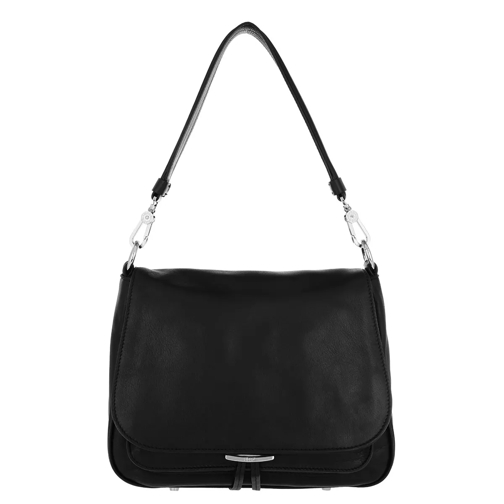 Abro Velvet Calf Leather Shoulder Bag Black/Nickel Crossbody Bag