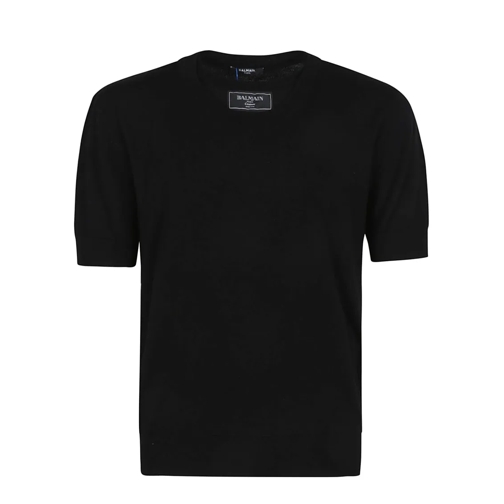 Balmain T-Shirts Couture Label Db Col Knit T-Shirt Black