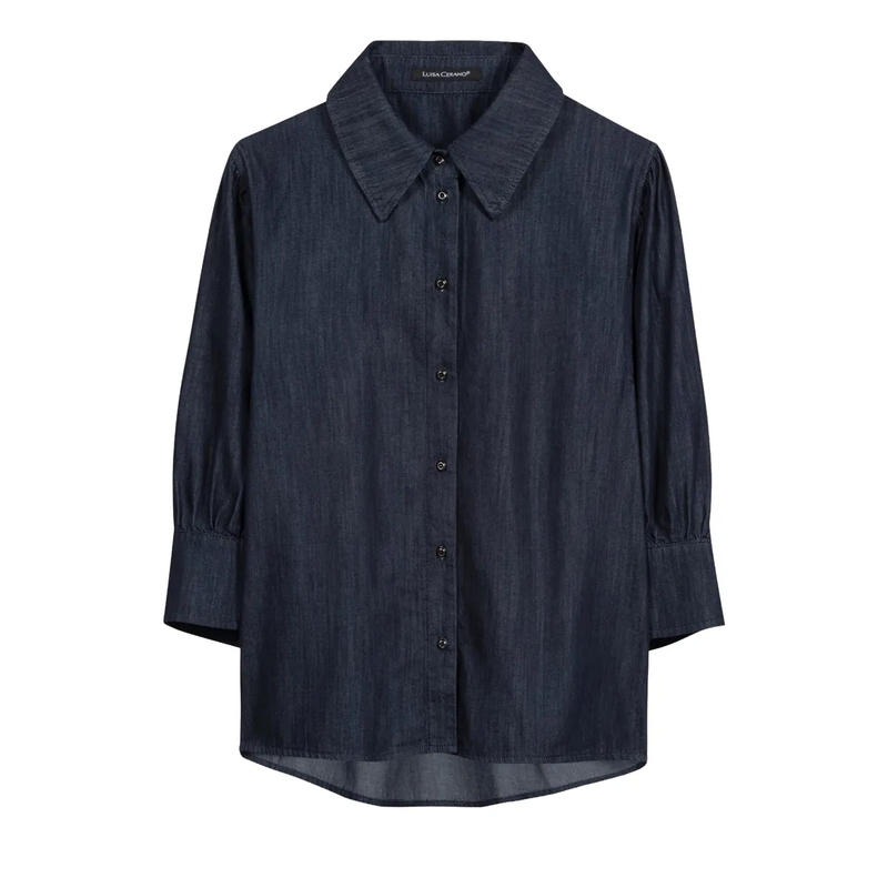 Luisa Cerano Top Denim-Bluse navy