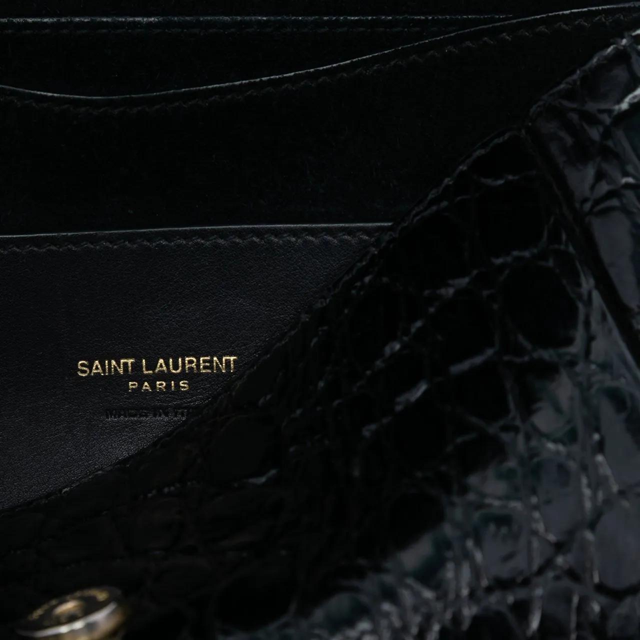 Thumbnail - Saint Laurent Hobo Bags - Small Croc Embossed Monogram Kaia Crossbody - Gr. unisize - in Schwarz - für Damen