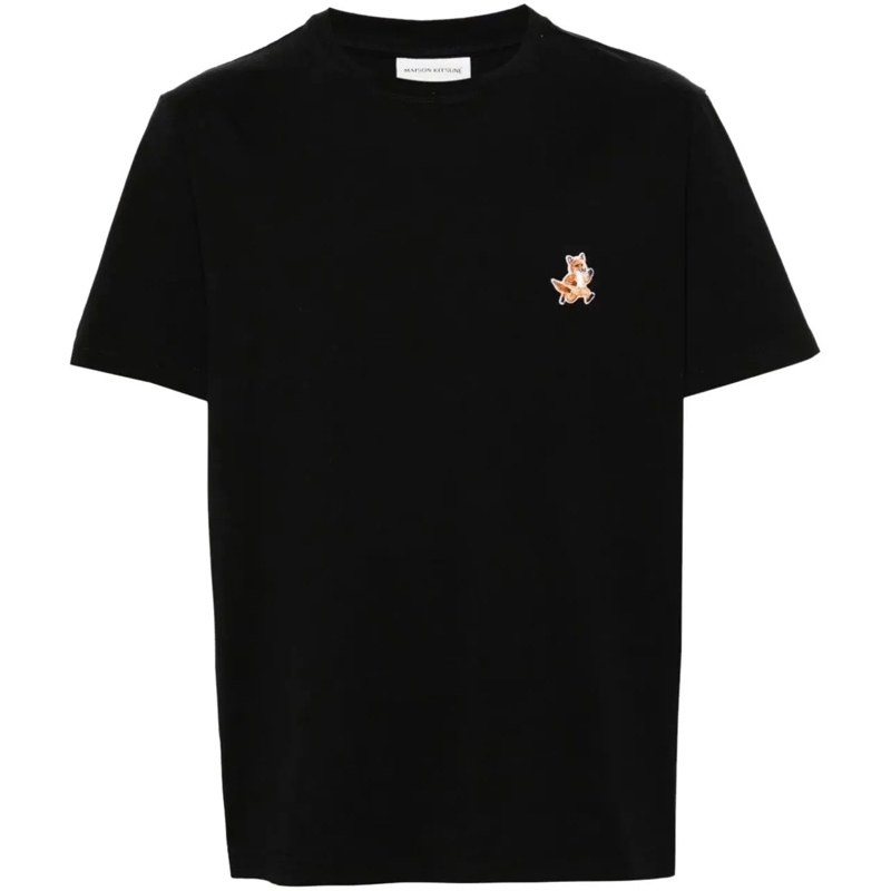 Maison Kitsune T-Shirt speedy fox patch comfort tee shirt black schwarz