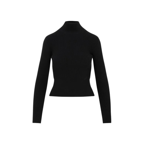 Patou Black Wool High Neck Rib Jumper Black Maglia a collo alto